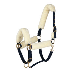 Cabezada de cordero Horze Lincoln Vestido azul / blanco roto Cabezada de cordero Horze Lincoln Vestido azul / blanco roto