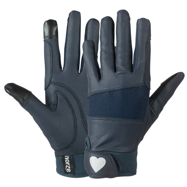 Horze Guantes De Equitación con Estampado de Corazones en Brillantina para Niños Horze Guantes De Equitación con Estampado de Corazones en Brillantina para Niños