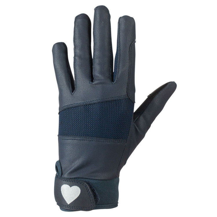 Horze Guantes De Equitación con Estampado de Corazones en Brillantina para Niños Horze Guantes De Equitación con Estampado de Corazones en Brillantina para Niños