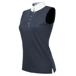 Polo Equi-Theme Mesh sin mangas Azúl marino, azúl / blanco