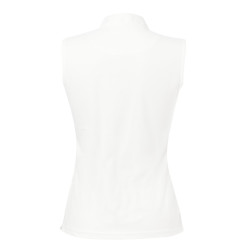 Polo Equi-Theme Mesh sin mangas Blanco, marrón / blanco