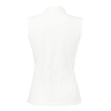 Polo Equi-Theme Mesh sin mangas Blanco, marrón / blanco