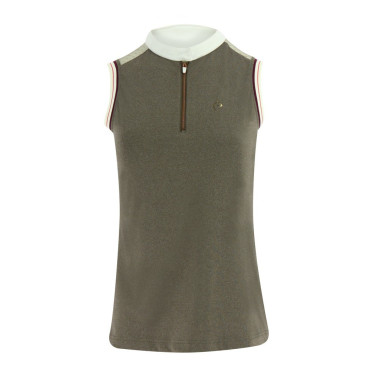 Polo mujer Equi-Theme Smoff sin mangas Hierro Beige