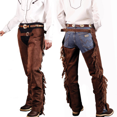 Chaps western Lakota de ante con flecos Castaño Marr&amp;amp;amp;oacute;n