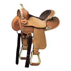 Silla western barrel Denver con faldón redondo Castaño Marr&amp;amp;amp;oacute;n
