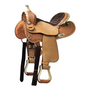 Silla western barrel Denver con faldón redondo Castaño Marr&amp;amp;amp;oacute;n