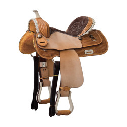 Silla western barrel Denver Arabian con faldón cuadrado y asiento de color