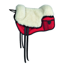 Alfombra de montar a pelo con bolsillo Umbria Equitazione asiento de lana Roja Rojo