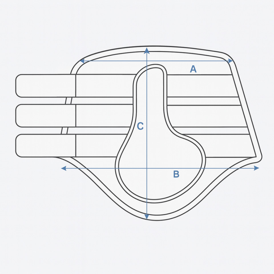 Ilustración de la guía de tallas para Protectores de tendón Kingsland