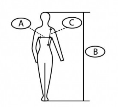 Ilustración de la guía de tallas para Chaleco airbag Spark