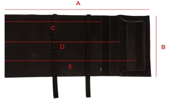 Ilustración de la guía de tallas para Banda de respeto a los caballos Kentucky