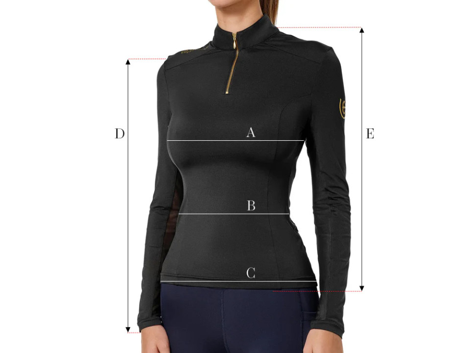 Ilustración de la guía de tallas para Polo, camisa y camiseta Equestrian Stockholm