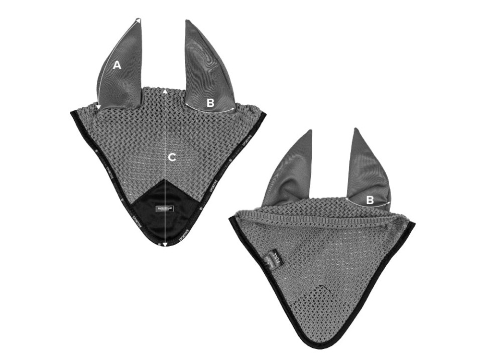 Ilustración de la guía de tallas para Orejera anti moscas Equestrian Stockholm