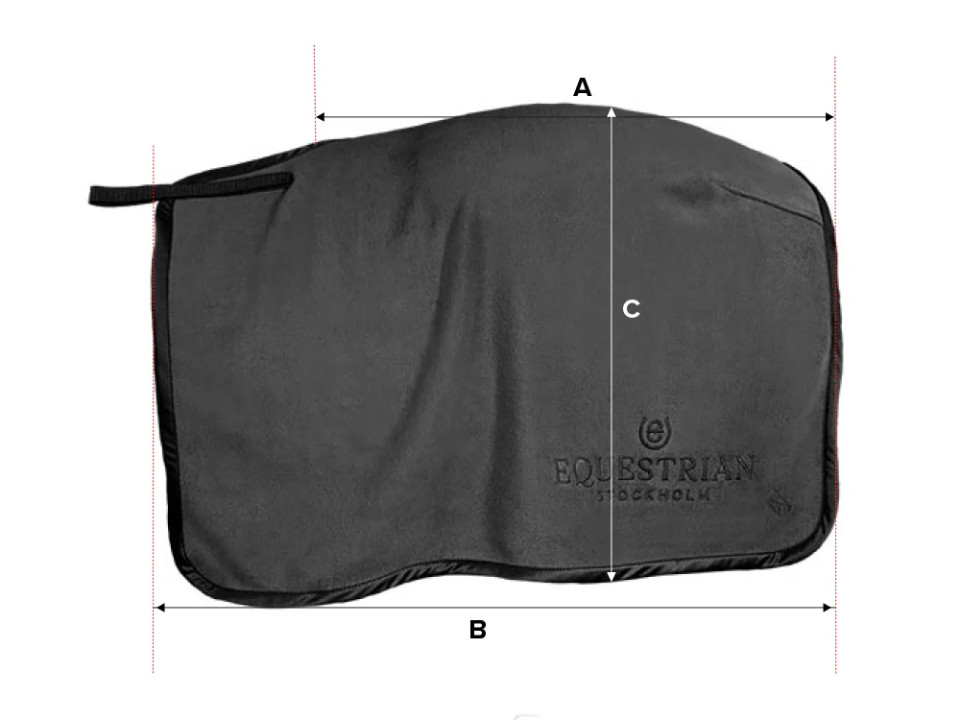 Ilustración de la guía de tallas para Manta riñonera Equestrian Stockholm