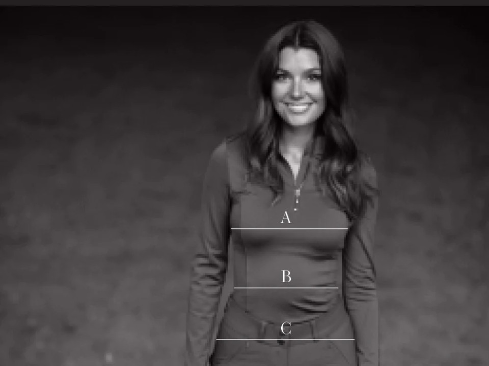 Ilustración de la guía de tallas para Ropa jinete Equestrian Stockholm