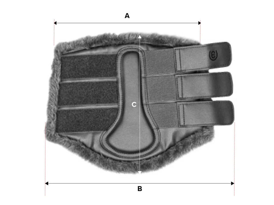 Ilustración de la guía de tallas para Protectores de tendón Equestrian Stockholm